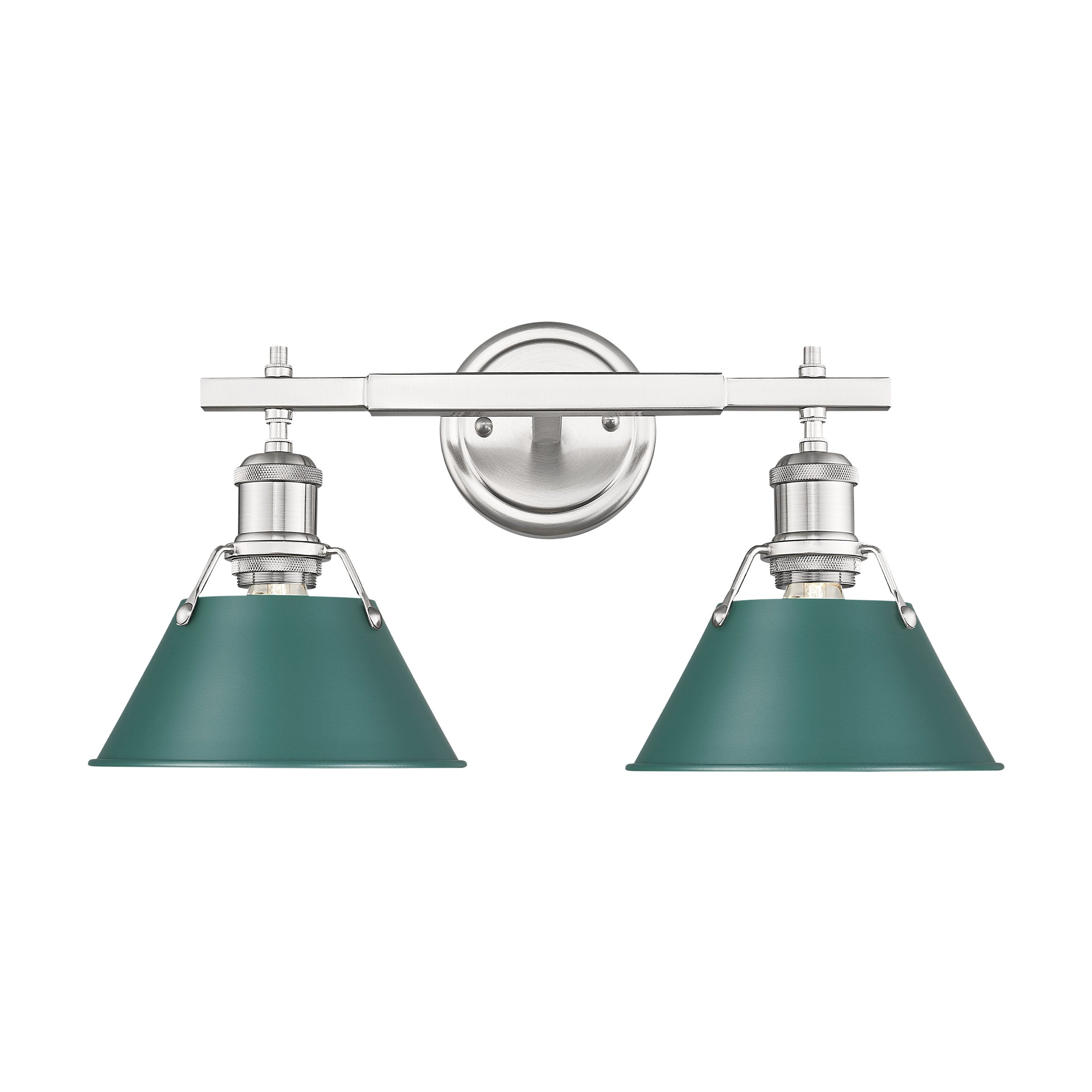 Orwell 2-Light Vanity Light in Pewter with Pine Green - - Golden Lighting