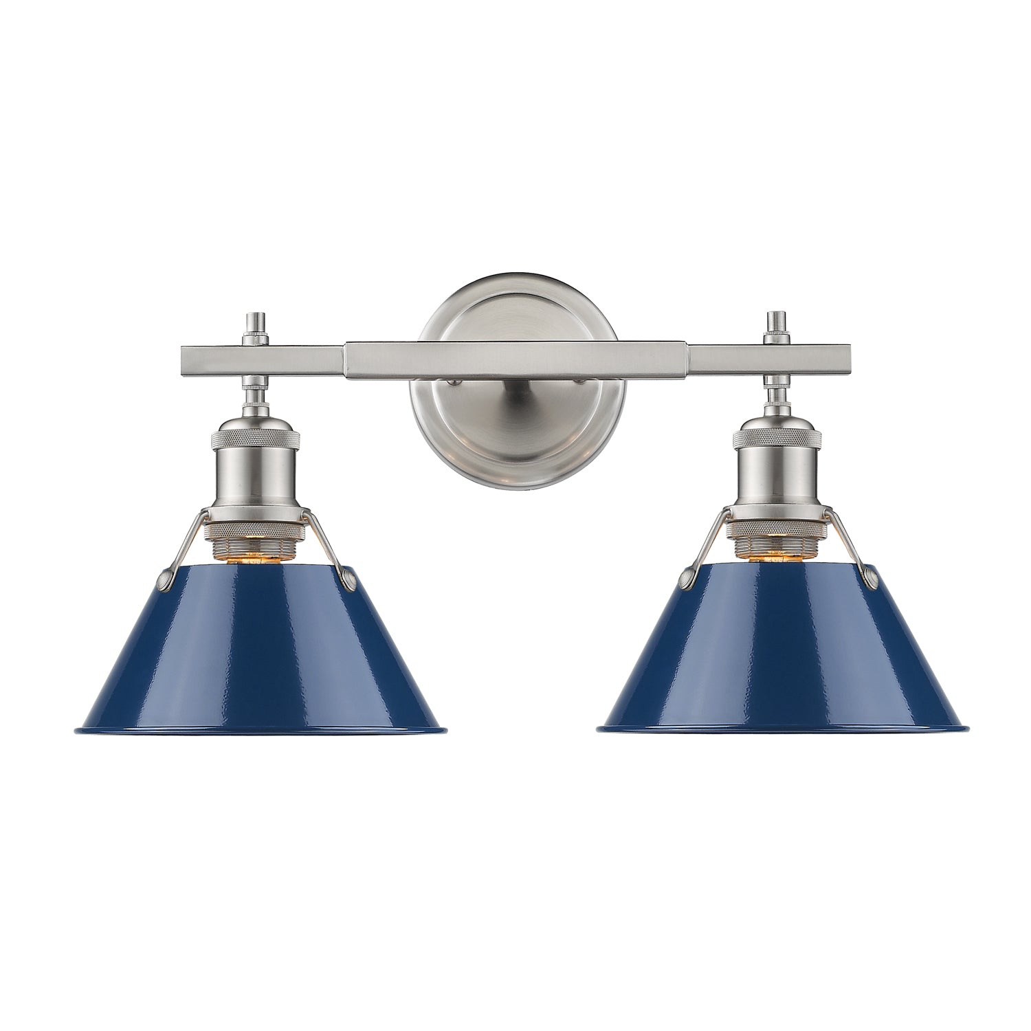 Orwell 2-Light Vanity Light in Pewter with Matte Navy - - Golden Lighting