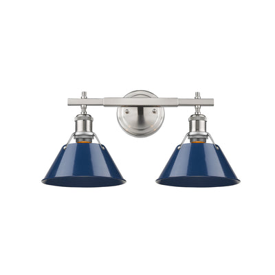 Yep by Golden Lighting Orwell 2-light Vanity in Pewter and Navy Blue shade - Default Title - Golden Lighting