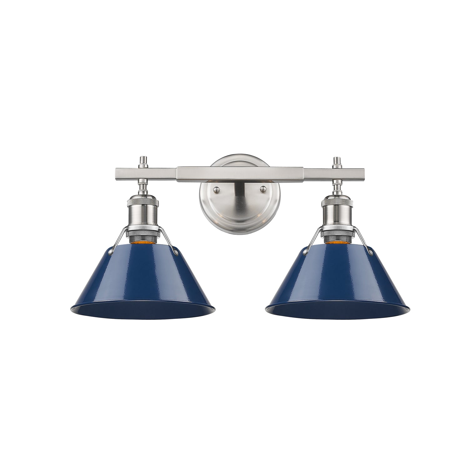 Orwell 2-Light Vanity Light in Pewter with Matte Navy - Pewter / Matte Navy / Blue - Golden Lighting