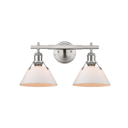 Orwell 2-Light Vanity Light in Pewter with Opal Glass - Pewter / Opal Glass / White - Golden Lighting