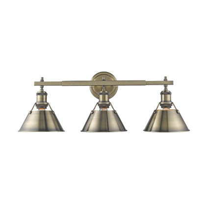Yep by Golden Lighting Orwell 3-light Vanity in Aged Brass - - Golden Lighting