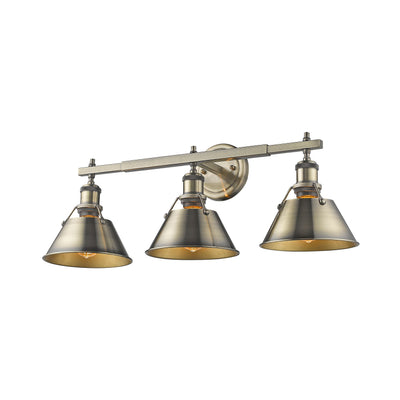 Yep by Golden Lighting Orwell 3-light Vanity in Aged Brass - - Golden Lighting