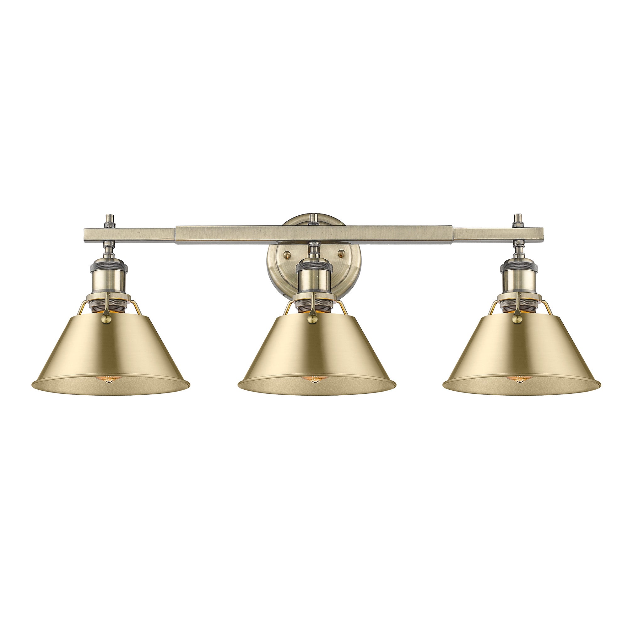 Yep by Golden Lighting Orwell 3-light Vanity in Aged Brass and Brushed Champagne Brass shade - - Golden Lighting