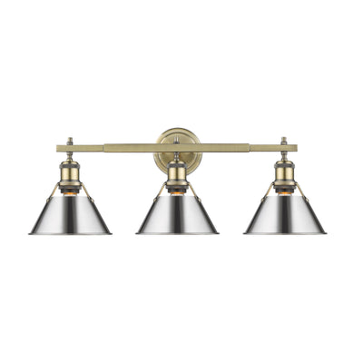 Yep by Golden Lighting Orwell 3-light Vanity in Aged Brass and Chrome shade - - Golden Lighting