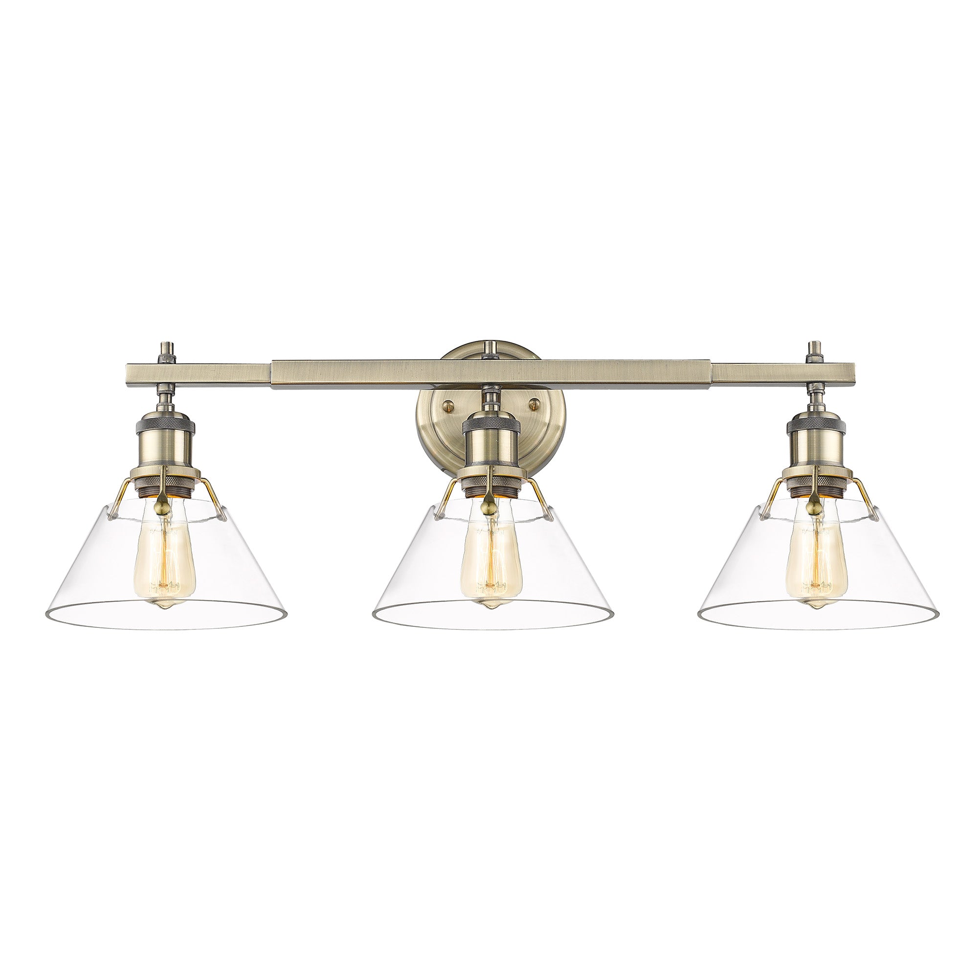 Yep by Golden Lighting Orwell 3-light Vanity in Aged Brass and Clear Glass - - Golden Lighting