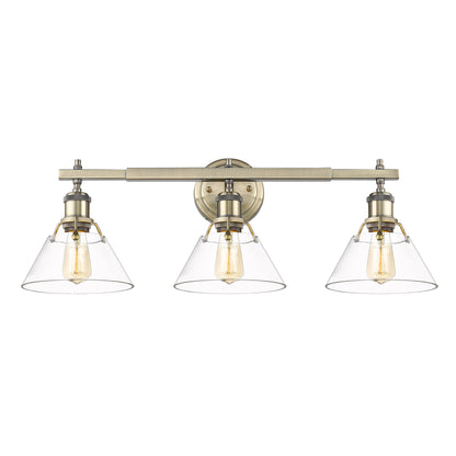Yep by Golden Lighting Orwell 3-light Vanity in Aged Brass and Clear Glass - - Golden Lighting
