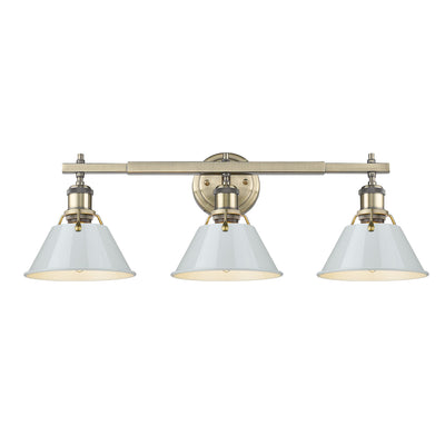 Yep by Golden Lighting Orwell 3-light Vanity in Aged Brass and Dusky Blue shade - - Golden Lighting
