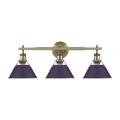 Yep by Golden Lighting Orwell 3-light Vanity in Aged Brass and Exotic Purple shade - - Golden Lighting