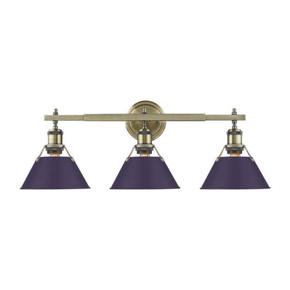 Yep by Golden Lighting Orwell 3-light Vanity in Aged Brass and Exotic Purple shade - - Golden Lighting
