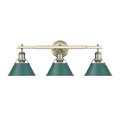 Yep by Golden Lighting Orwell 3-light Vanity in Aged Brass and Pine Green shade - - Golden Lighting