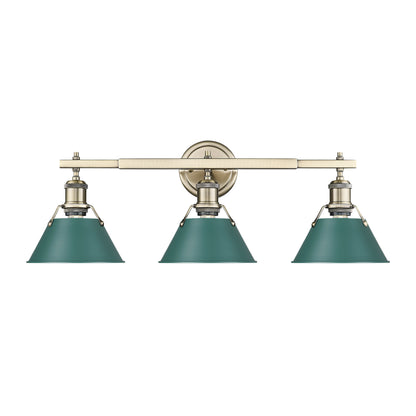 Yep by Golden Lighting Orwell 3-light Vanity in Aged Brass and Pine Green shade - - Golden Lighting