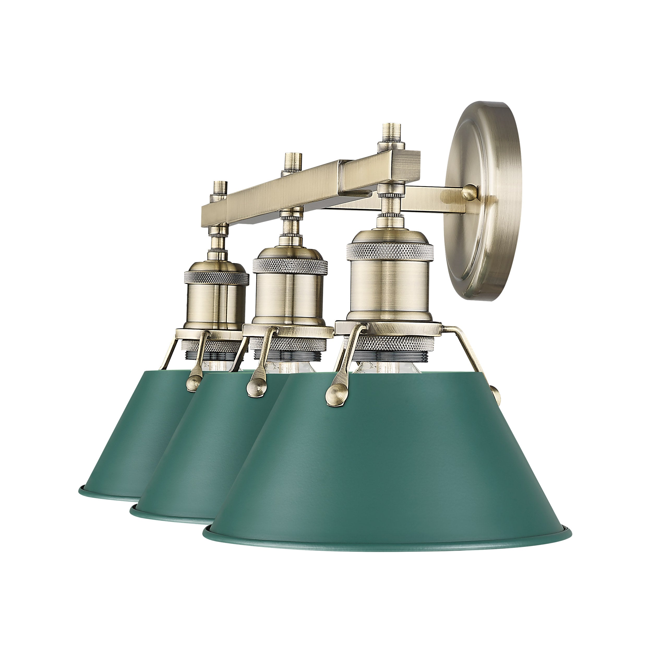 Yep by Golden Lighting Orwell 3-light Vanity in Aged Brass and Pine Green shade - - Golden Lighting