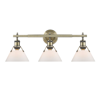 Yep by Golden Lighting Orwell 3-light Vanity in Aged Brass and Opal Glass - - Golden Lighting