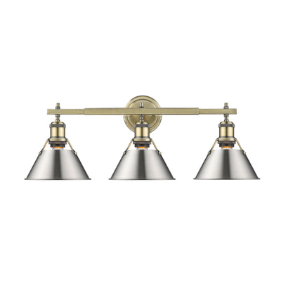 Yep by Golden Lighting Orwell 3-light Vanity in Aged Brass and Pewter shade - - Golden Lighting