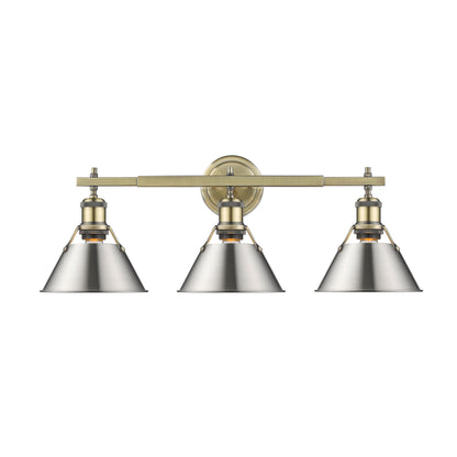 Yep by Golden Lighting Orwell 3-light Vanity in Aged Brass and Pewter shade - - Golden Lighting