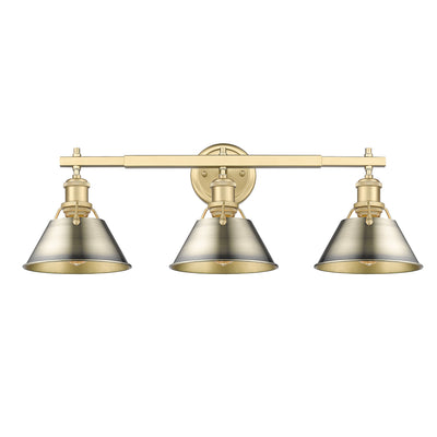 Yep by Golden Lighting Orwell 3-light Vanity in Brushed Champagne Brass and Aged Brass shade - - Golden Lighting