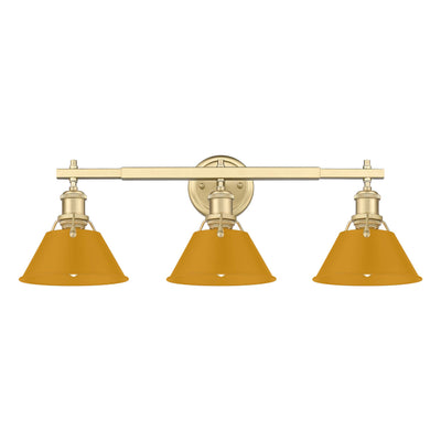 Yep by Golden Lighting Orwell 3-light Vanity in Brushed Champagne Brass and Auric Yellow shade - - Golden Lighting