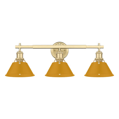 Yep by Golden Lighting Orwell 3-light Vanity in Brushed Champagne Brass and Auric Yellow shade - - Golden Lighting