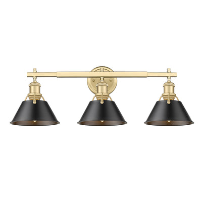 Yep by Golden Lighting Orwell 3-light Vanity in Brushed Champagne Brass and Matte Black shade - - Golden Lighting