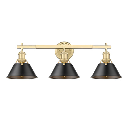 Yep by Golden Lighting Orwell 3-light Vanity in Brushed Champagne Brass and Matte Black shade - - Golden Lighting