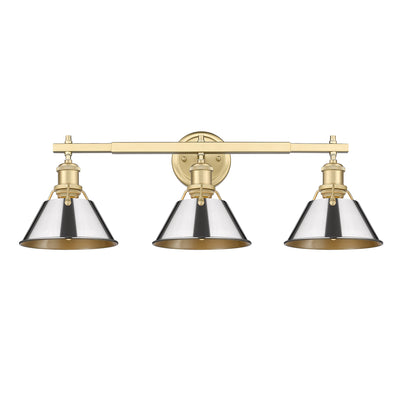 Yep by Golden Lighting Orwell 3-light Vanity in Brushed Champagne Brass and Chrome shade - - Golden Lighting