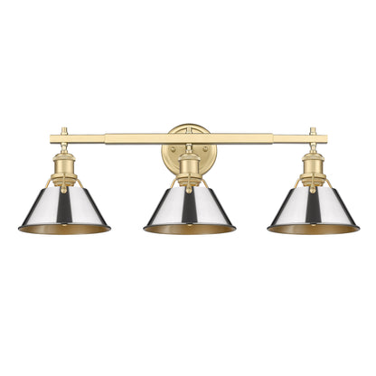 Yep by Golden Lighting Orwell 3-light Vanity in Brushed Champagne Brass and Chrome shade - - Golden Lighting