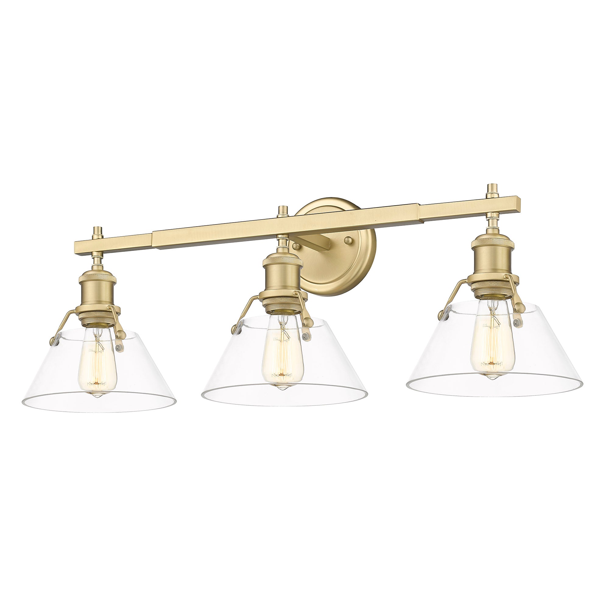 Yep by Golden Lighting Orwell 3-light Vanity in Brushed Champagne Brass and Clear Glass - - Golden Lighting