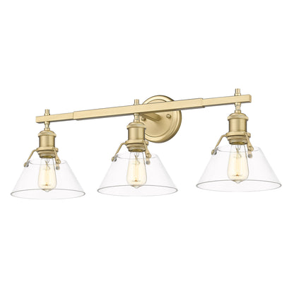 Yep by Golden Lighting Orwell 3-light Vanity in Brushed Champagne Brass and Clear Glass - - Golden Lighting