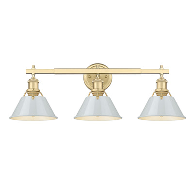 Yep by Golden Lighting Orwell 3-light Vanity in Brushed Champagne Brass and Dusky Blue shade - - Golden Lighting