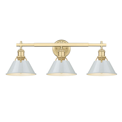 Yep by Golden Lighting Orwell 3-light Vanity in Brushed Champagne Brass and Dusky Blue shade - - Golden Lighting