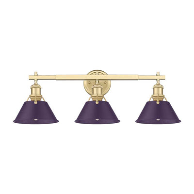 Yep by Golden Lighting Orwell 3-light Vanity in Brushed Champagne Brass and Exotic Purple shade - - Golden Lighting