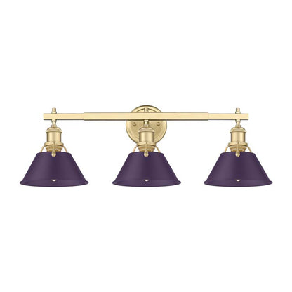 Yep by Golden Lighting Orwell 3-light Vanity in Brushed Champagne Brass and Exotic Purple shade - - Golden Lighting