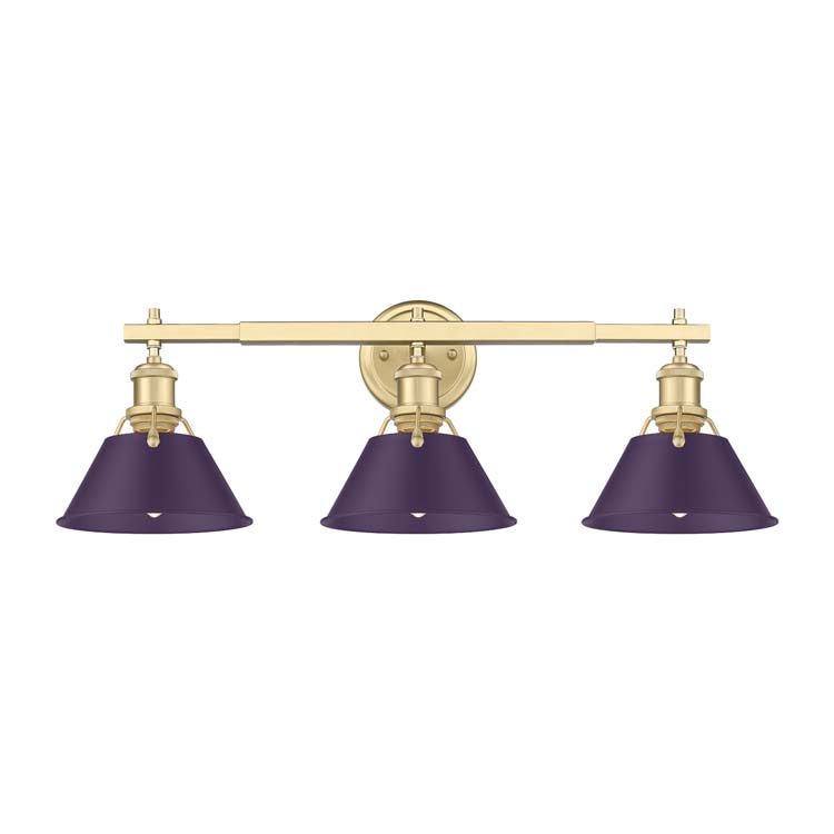 Yep by Golden Lighting Orwell 3-light Vanity in Brushed Champagne Brass and Exotic Purple shade - - Golden Lighting