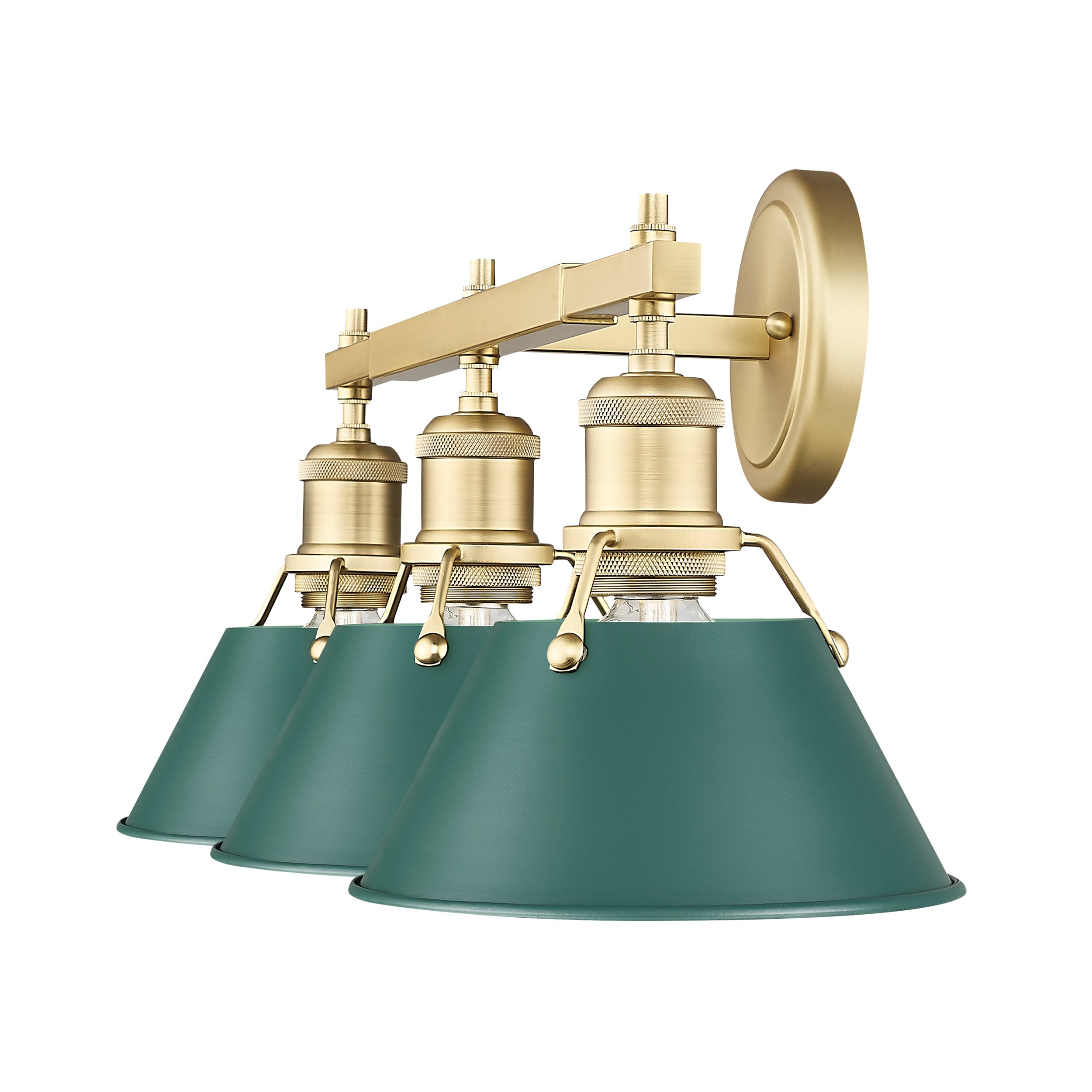 Yep by Golden Lighting Orwell 3-light Vanity in Brushed Champagne Brass and Pine Green shade - - Golden Lighting