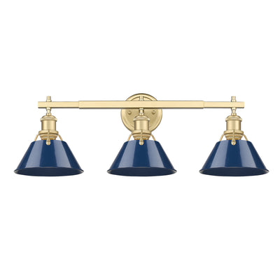 Yep by Golden Lighting Orwell 3-light Vanity in Brushed Champagne Brass and Navy Blue shade - - Golden Lighting