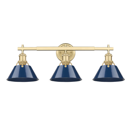 Yep by Golden Lighting Orwell 3-light Vanity in Brushed Champagne Brass and Navy Blue shade - - Golden Lighting