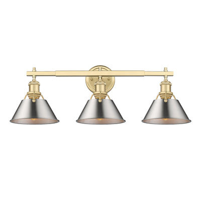Yep by Golden Lighting Orwell 3-light Vanity in Brushed Champagne Brass and Pewter shade - - Golden Lighting