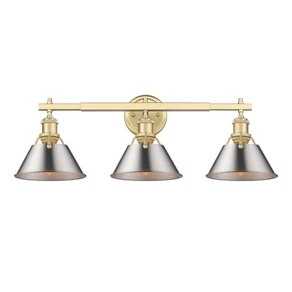 Yep by Golden Lighting Orwell 3-light Vanity in Brushed Champagne Brass and Pewter shade - - Golden Lighting