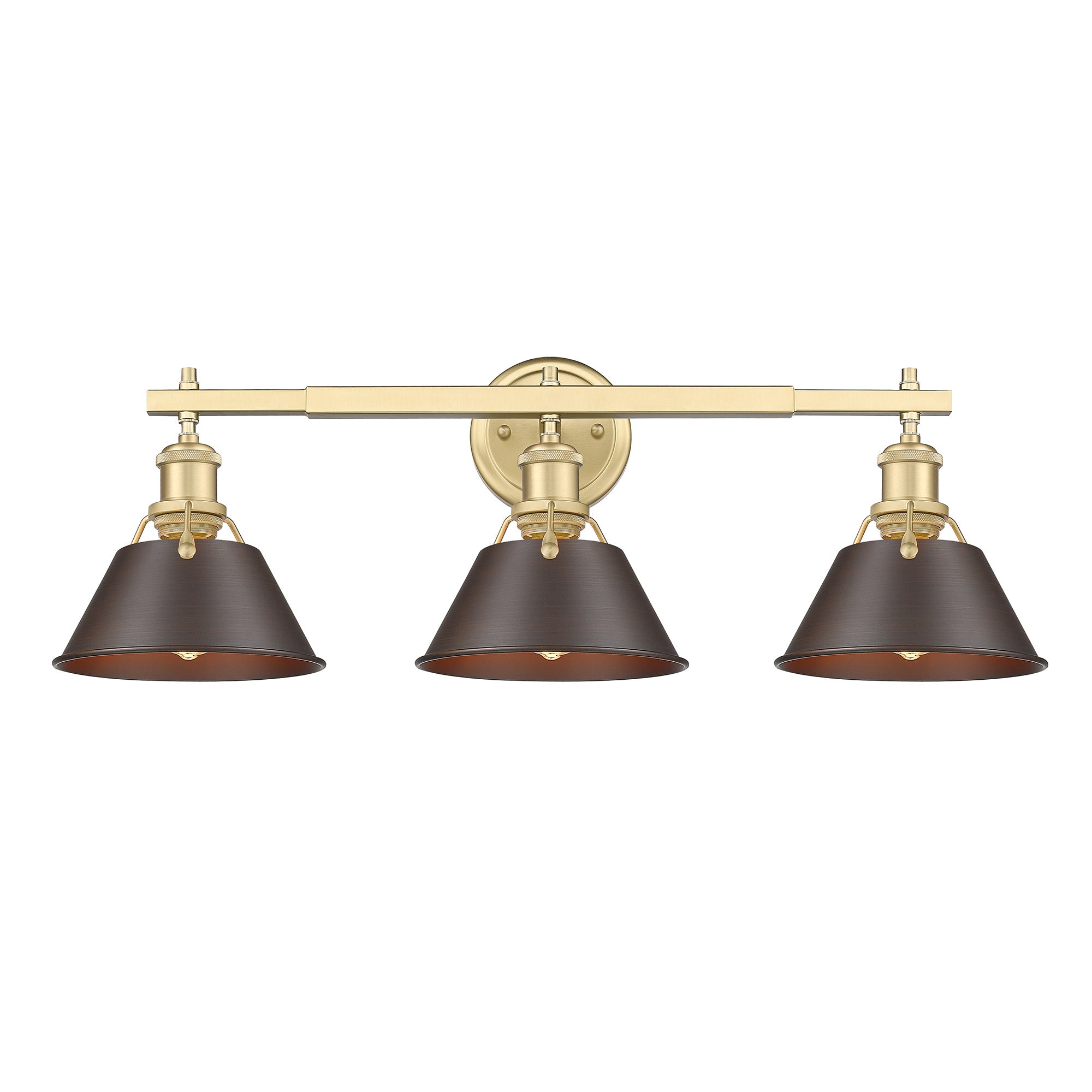 Yep by Golden Lighting Orwell 3-light Vanity in Brushed Champagne Brass and Rubbed Bronze shade - - Golden Lighting