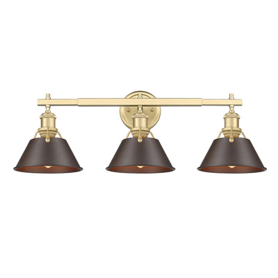 Yep by Golden Lighting Orwell 3-light Vanity in Brushed Champagne Brass and Rubbed Bronze shade - - Golden Lighting