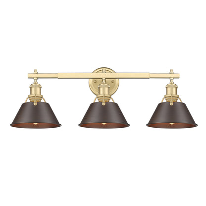 Yep by Golden Lighting Orwell 3-light Vanity in Brushed Champagne Brass and Rubbed Bronze shade - - Golden Lighting