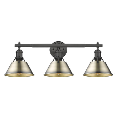 Yep by Golden Lighting Orwell 3-light Vanity in Matte Black and Aged Brass shade - - Golden Lighting