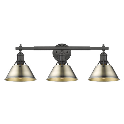 Yep by Golden Lighting Orwell 3-light Vanity in Matte Black and Aged Brass shade - - Golden Lighting