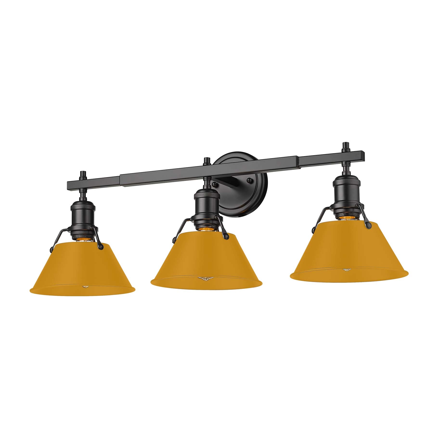 Yep by Golden Lighting Orwell 3-light Vanity in Matte Black and Auric Yellow shade - - Golden Lighting