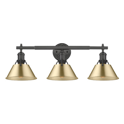Yep by Golden Lighting Orwell 3-light Vanity in Matte Black and Brushed Champagne Brass shade - - Golden Lighting