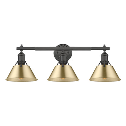 Yep by Golden Lighting Orwell 3-light Vanity in Matte Black and Brushed Champagne Brass shade - - Golden Lighting