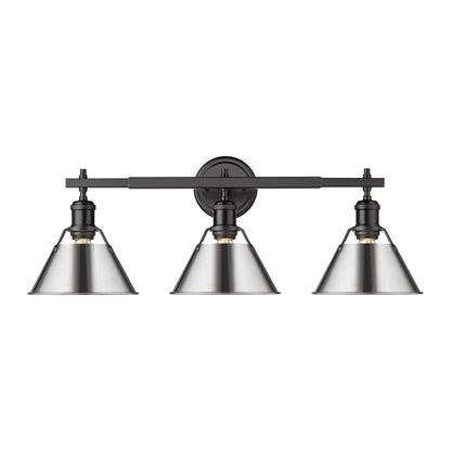Yep by Golden Lighting Orwell 3-light Vanity in Matte Black and Chrome shade - - Golden Lighting
