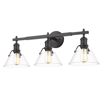 Yep by Golden Lighting Orwell 3-light Vanity in Matte Black and Clear Glass - - Golden Lighting