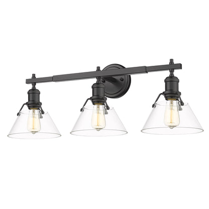 Yep by Golden Lighting Orwell 3-light Vanity in Matte Black and Clear Glass - - Golden Lighting